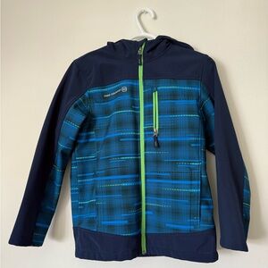 Free Country Boys Blue Striped Softshell Jacket Fleece Lined size 10/12 Large
